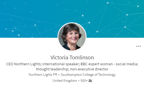 Victoria Tomlinson profile on LinkedIn
